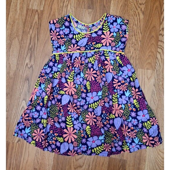 Cat & Jack Colorful Black Flower Leaves Sleeveless Summer Spring Dress Size 5 T - Picture 1 of 7